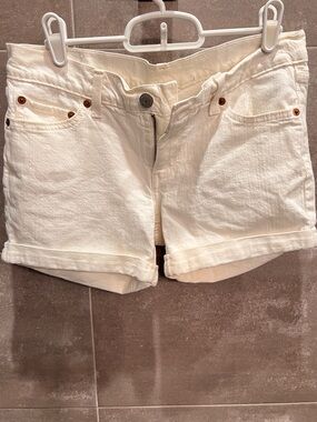 Levi's White Rolled-Hem Denim Shorts